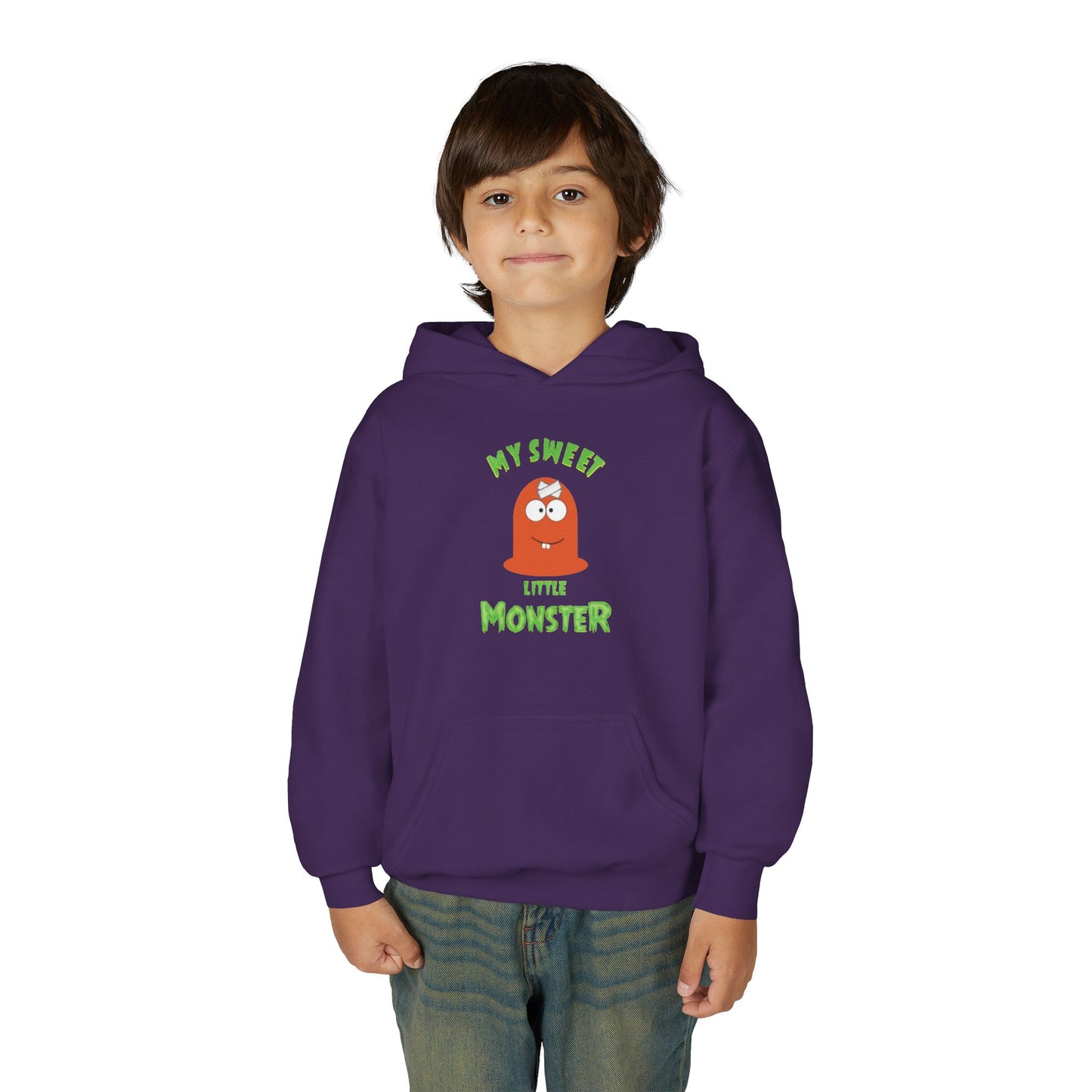 Youth Hoodie — "My Sweet Little Monster" Cute Kid Monster Graphic Sweatshirt