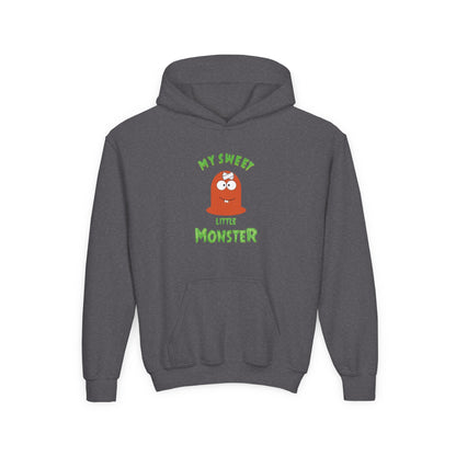 Youth Hoodie — "My Sweet Little Monster" Cute Kid Monster Graphic Sweatshirt