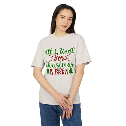 Christmas Coffee Tee — "All I Want For Christmas Is Brew" Holiday Shirt