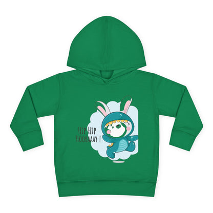 Toddler Hoodie — Cute Bunny "Hip Hip Hooray" Pullover Fleece for Babies & Toddlers
