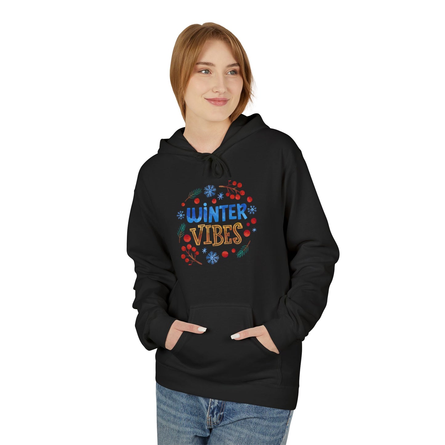 Winter Vibes Hoodie – Cozy Snowflake Graphic Pullover