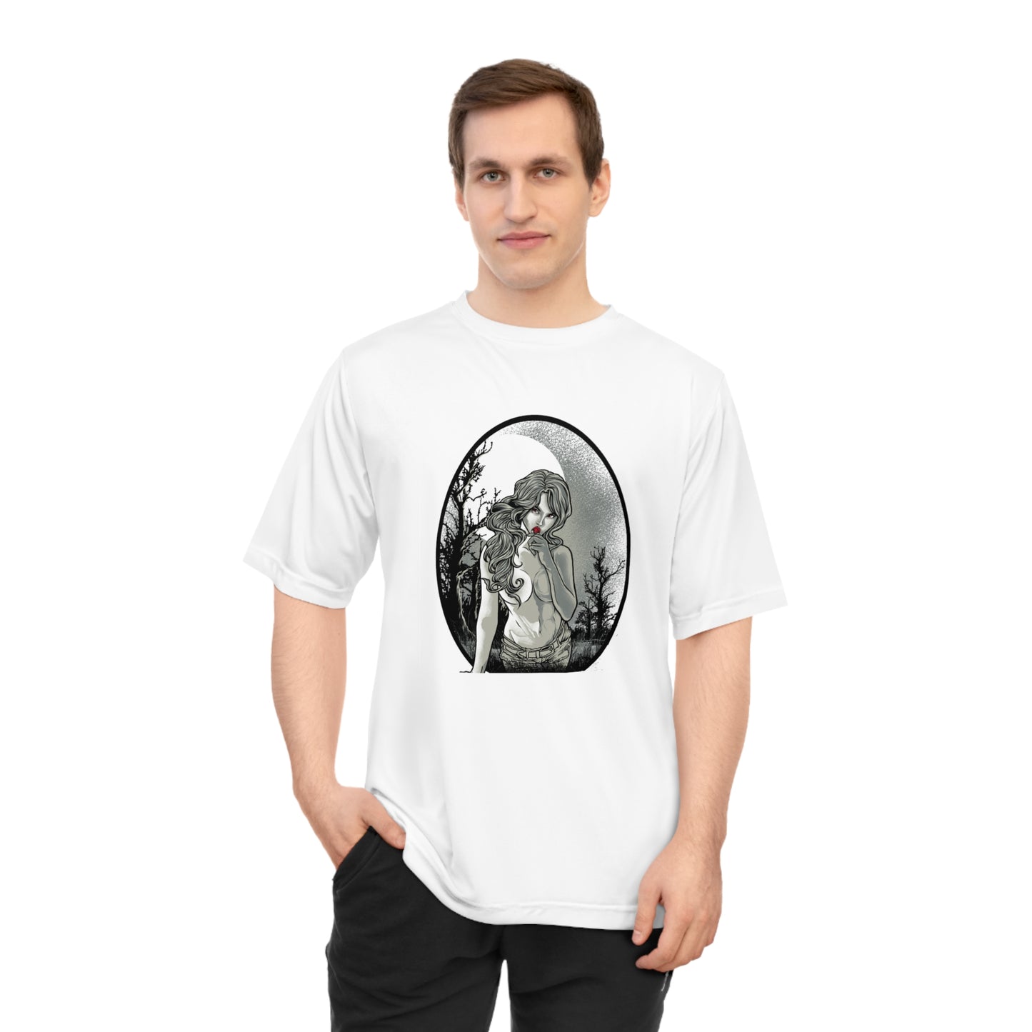 Artistic Unisex Performance T-shirt - Moonlit Reflection Design