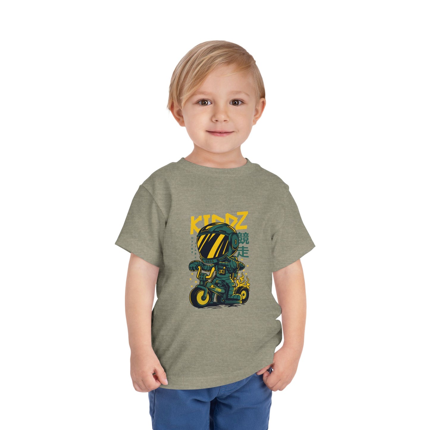 Kids Motorcycle Racer Toddler Tee — 'KIDZ' Helmet Graphic