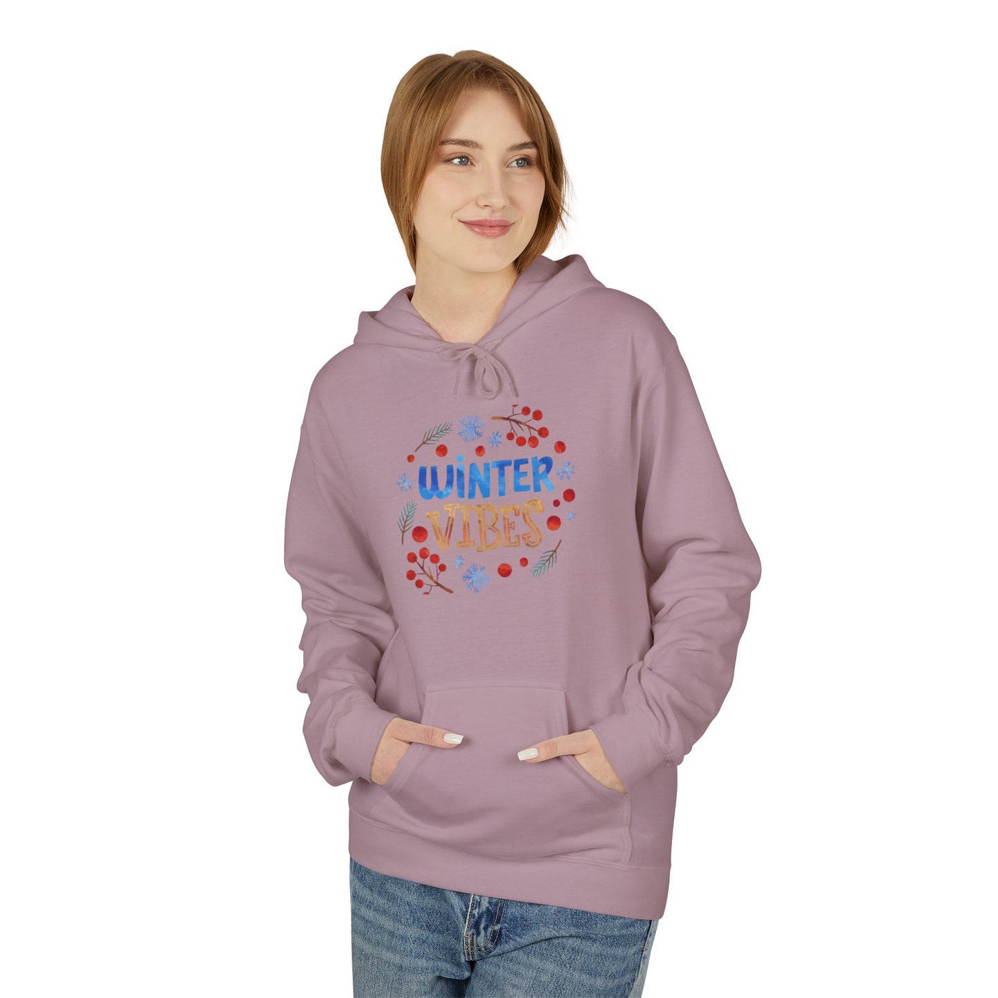 Winter Vibes Hoodie – Cozy Snowflake Graphic Pullover