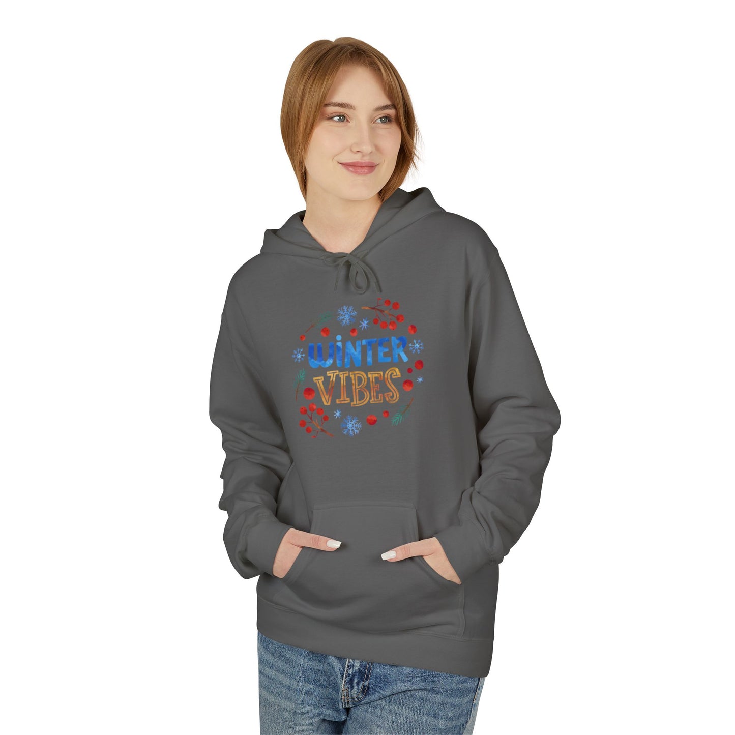 Winter Vibes Hoodie – Cozy Snowflake Graphic Pullover