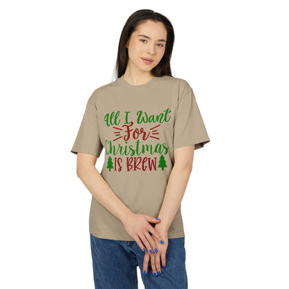 Christmas Coffee Tee — "All I Want For Christmas Is Brew" Holiday Shirt