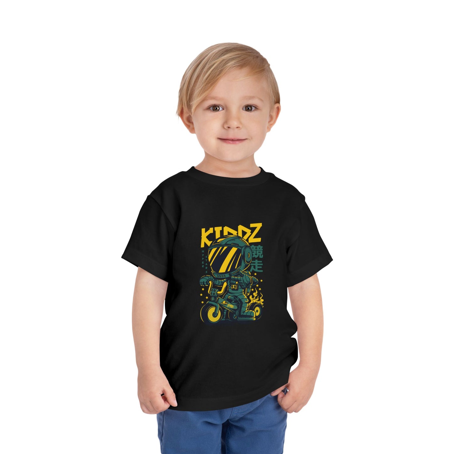 Kids Motorcycle Racer Toddler Tee — 'KIDZ' Helmet Graphic