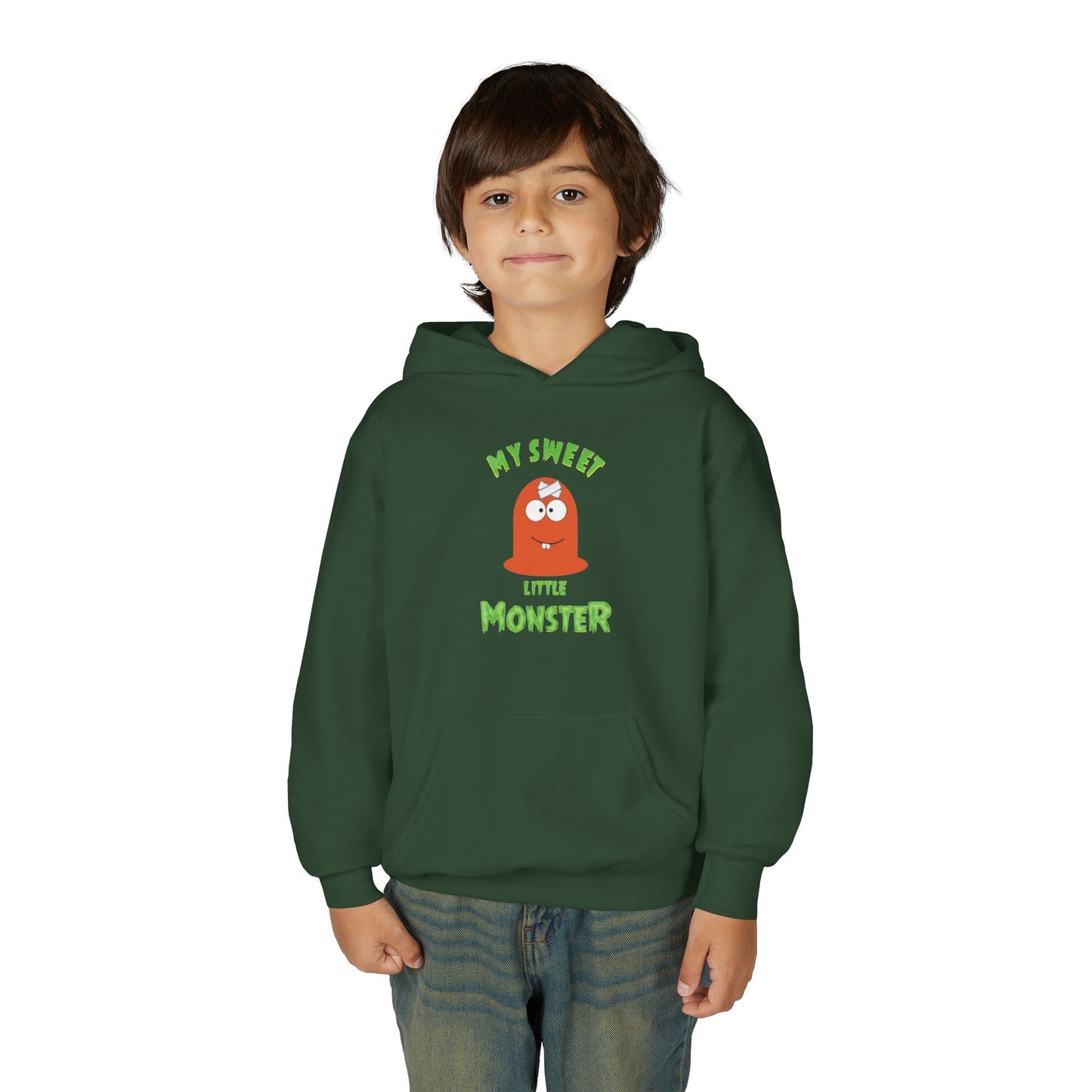 Youth Hoodie — "My Sweet Little Monster" Cute Kid Monster Graphic Sweatshirt