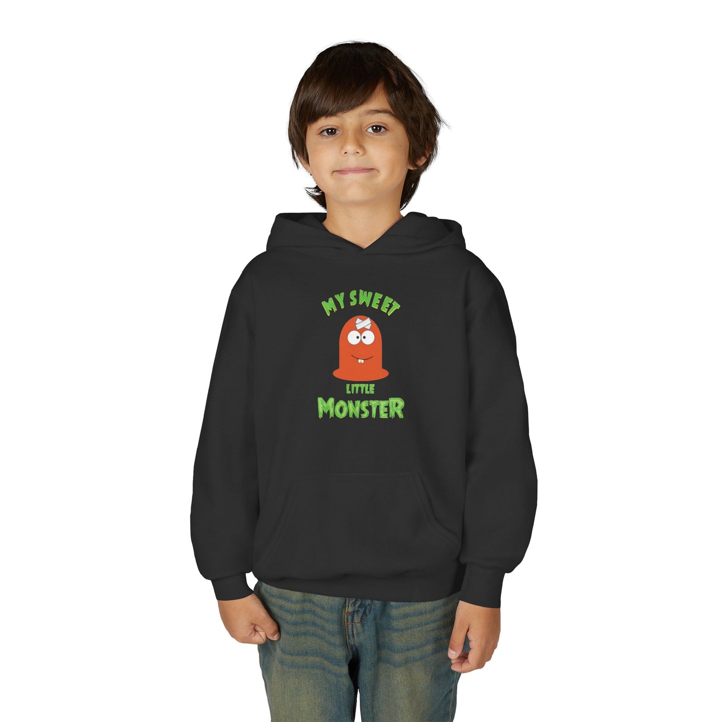 Youth Hoodie — "My Sweet Little Monster" Cute Kid Monster Graphic Sweatshirt