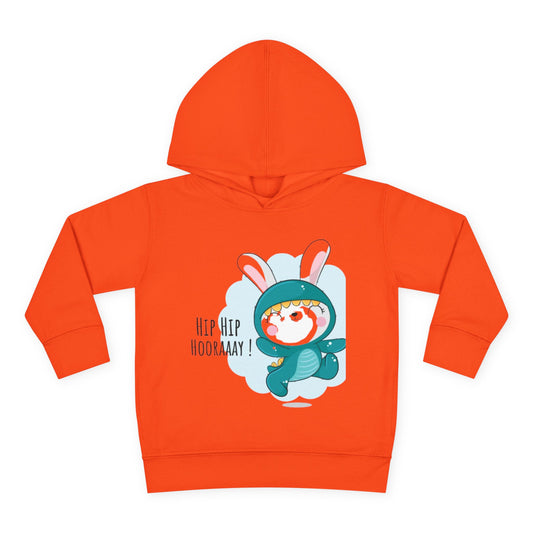 Toddler Hoodie — Cute Bunny "Hip Hip Hooray" Pullover Fleece for Babies & Toddlers