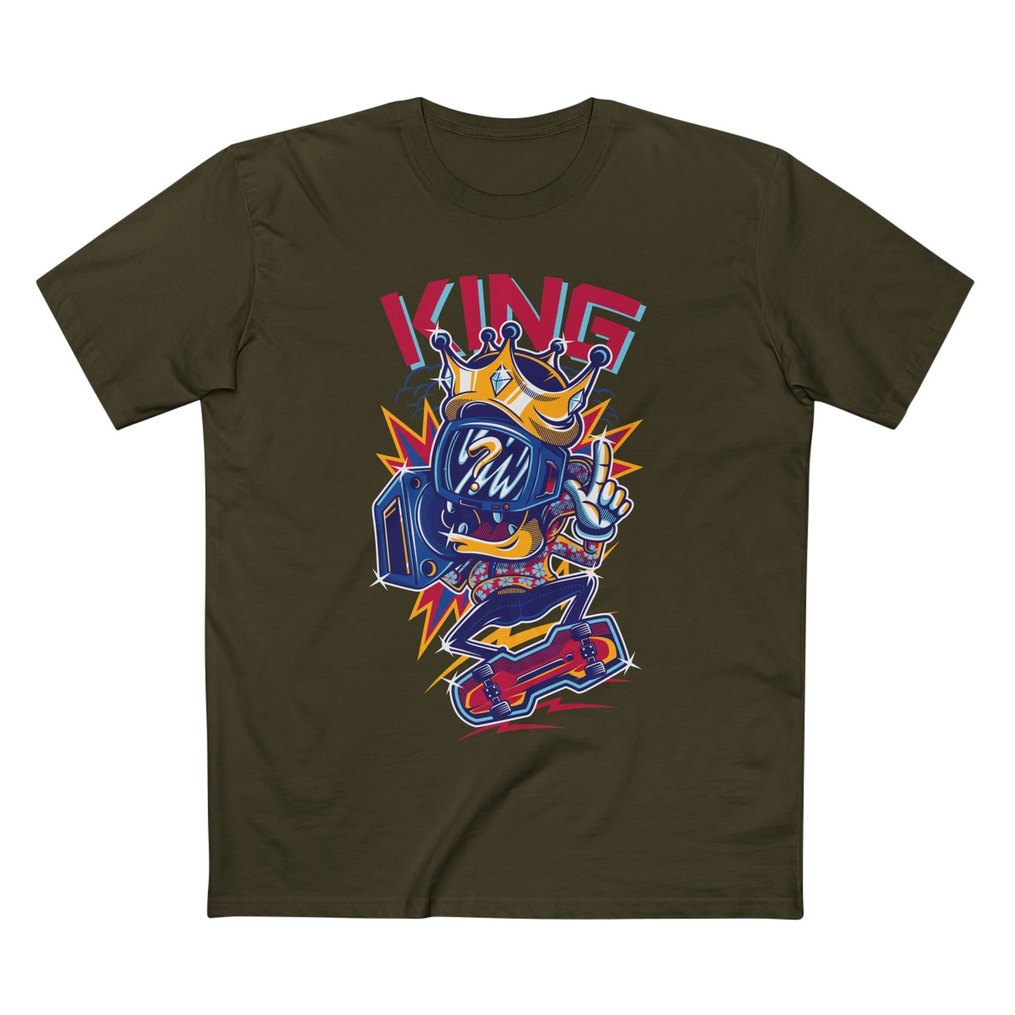 King Skateboarder Graphic Tee — Retro Streetwear Skateboard T-Shirt