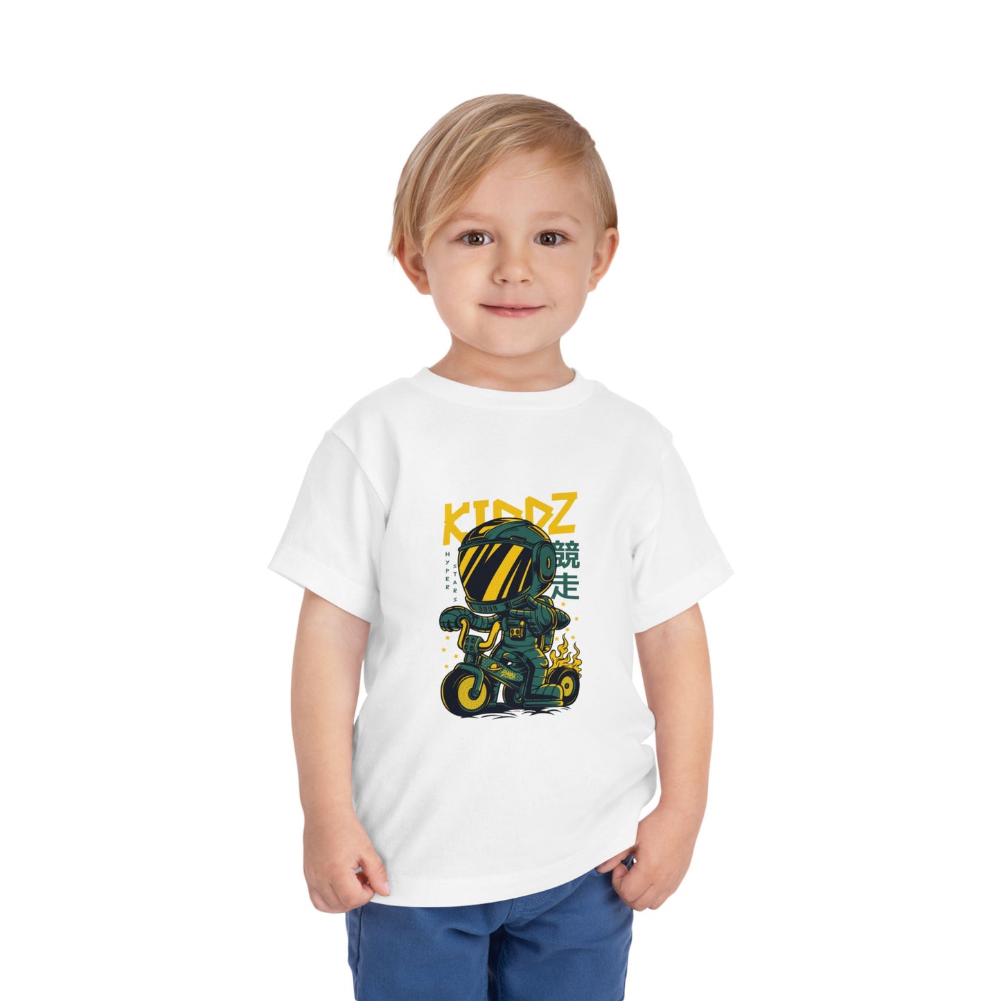 Kids Motorcycle Racer Toddler Tee — 'KIDZ' Helmet Graphic