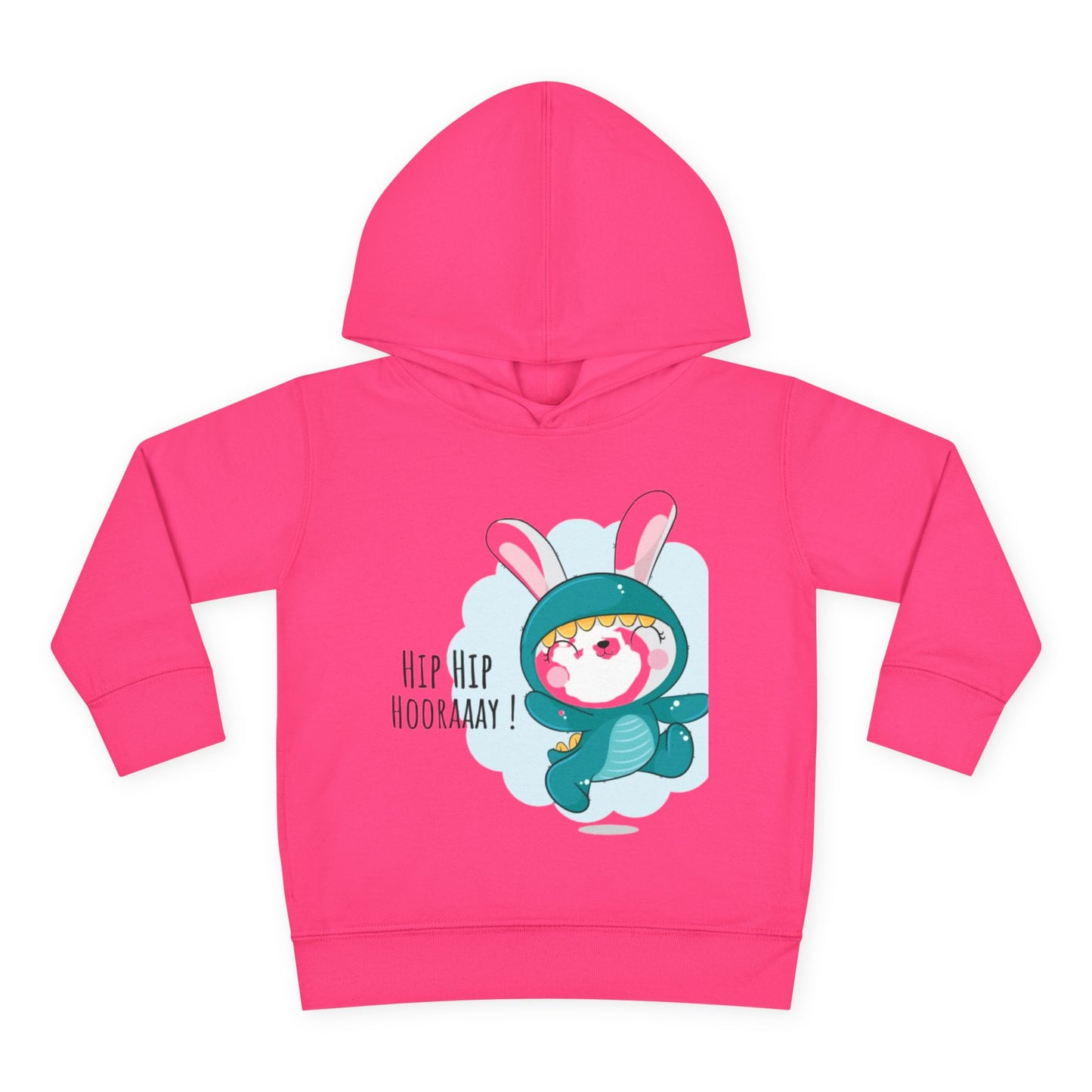 Toddler Hoodie — Cute Bunny "Hip Hip Hooray" Pullover Fleece for Babies & Toddlers
