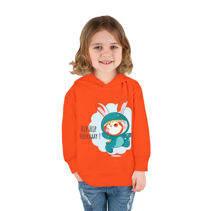 Toddler Hoodie — Cute Bunny "Hip Hip Hooray" Pullover Fleece for Babies & Toddlers