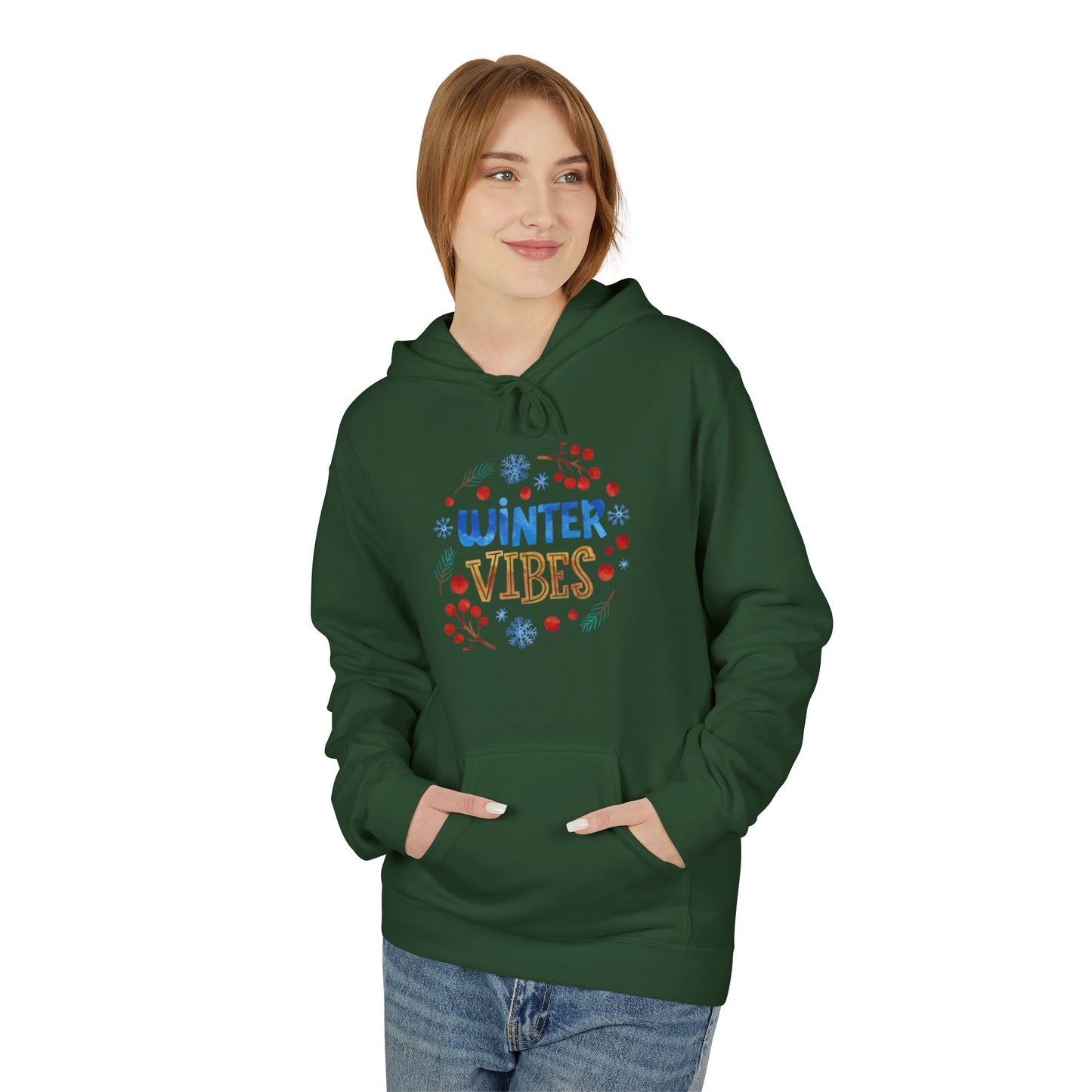 Winter Vibes Hoodie – Cozy Snowflake Graphic Pullover