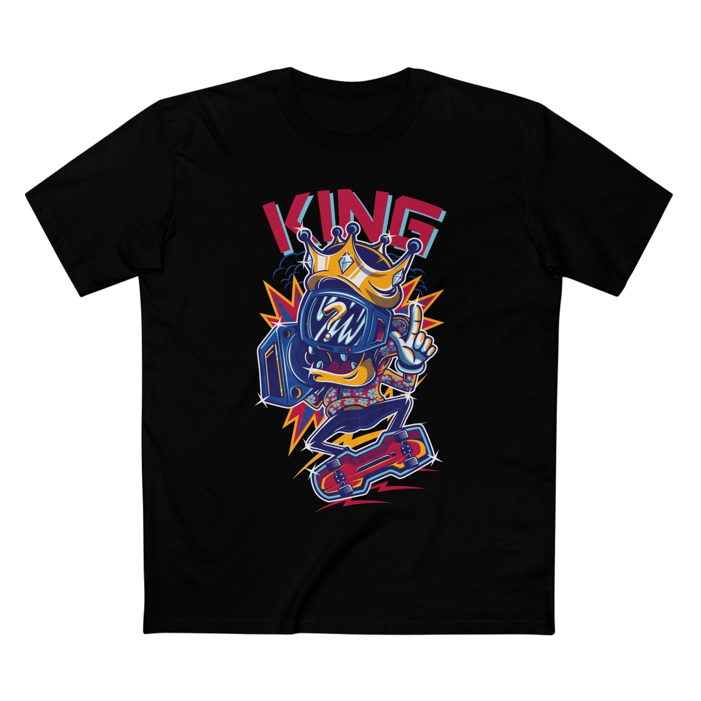 King Skateboarder Graphic Tee — Retro Streetwear Skateboard T-Shirt